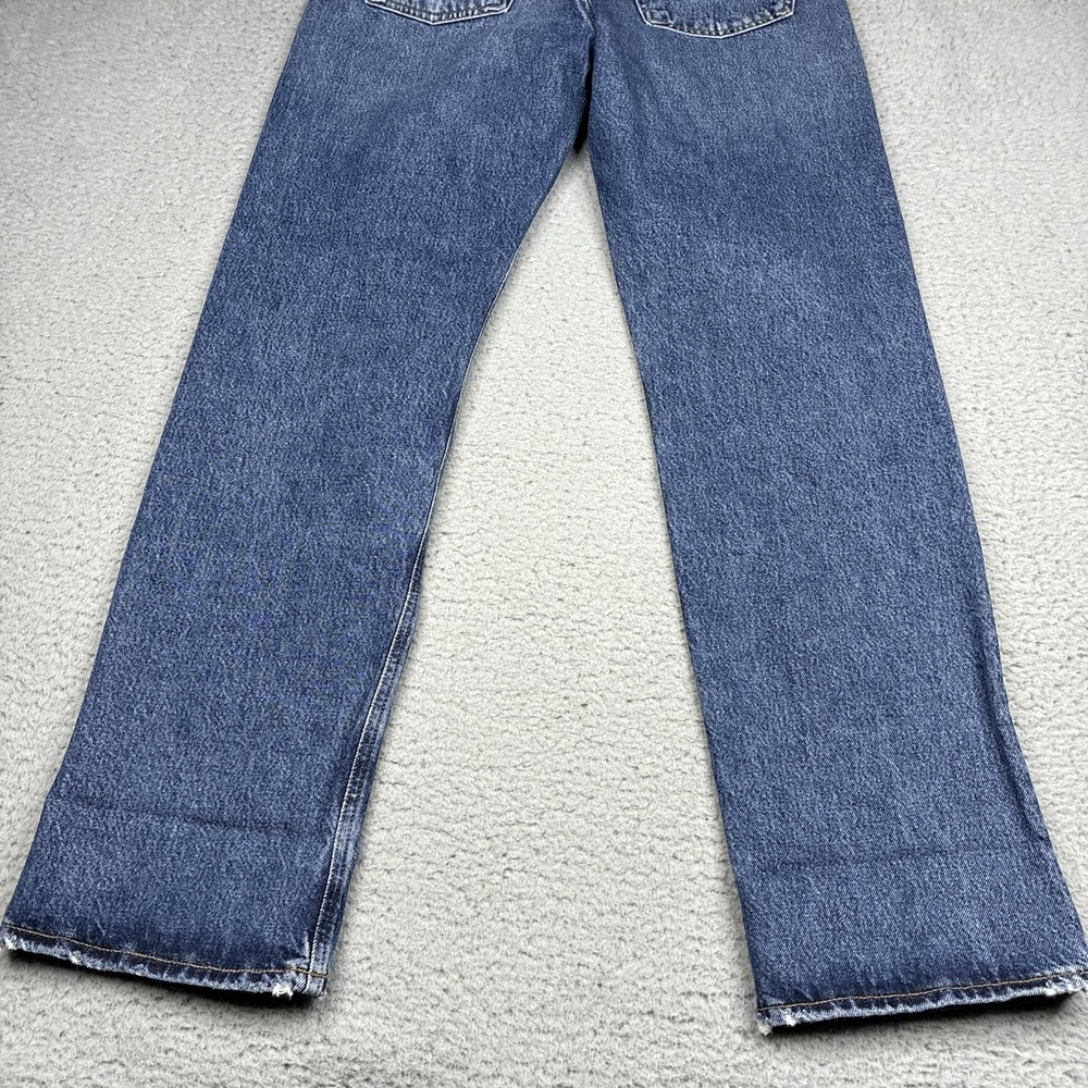 AGOLDE Fran Jeans Women's 25 Blue Straight Leg High Rise Distressed Button Fly - Picture 12 of 16